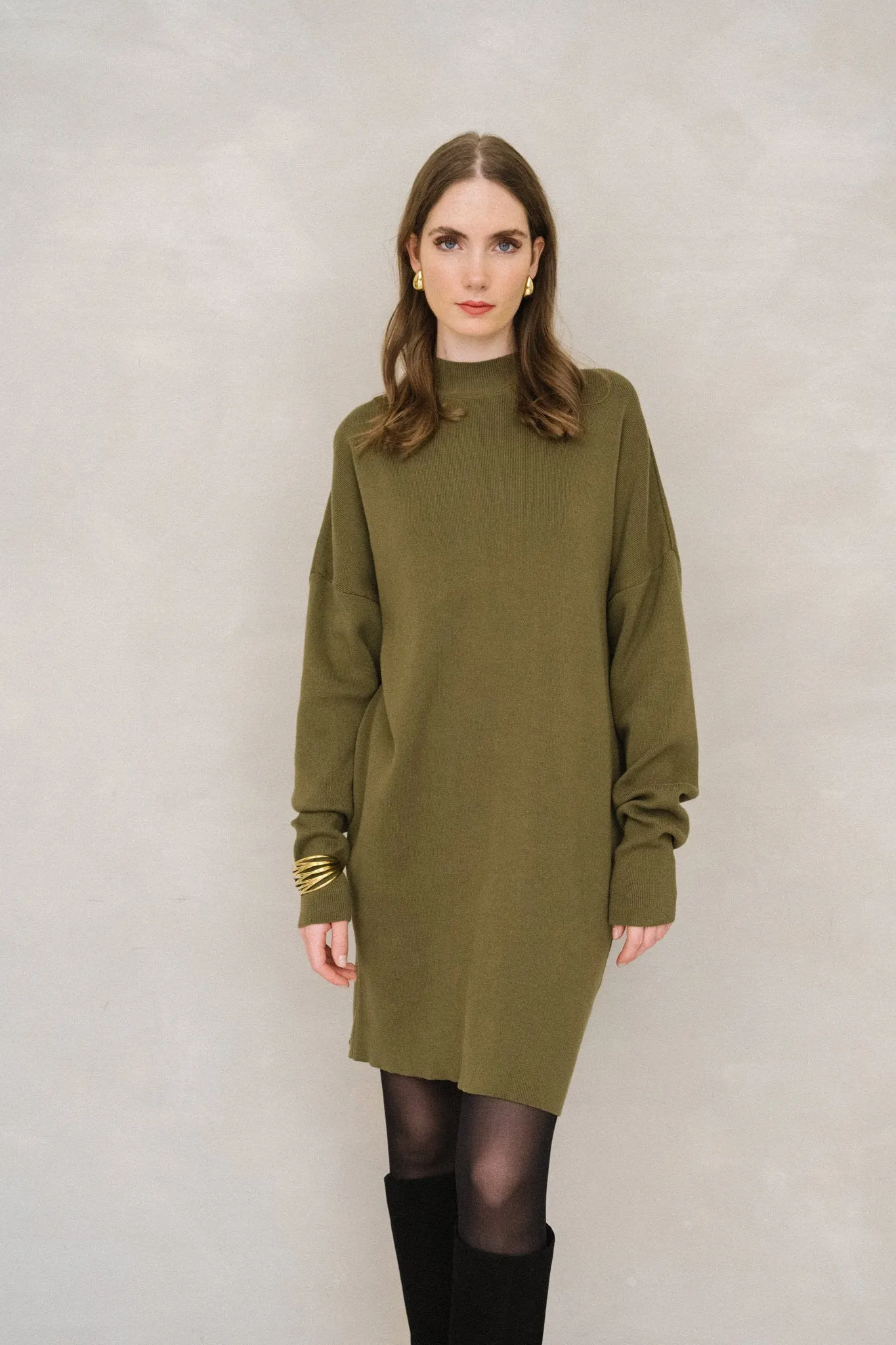 Robe pull en coton bio | olive "nuna - woody olive", Jan'n June, photo 3