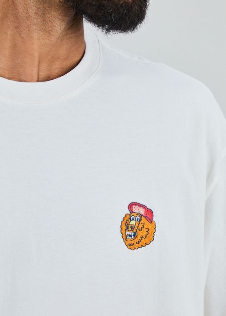 T-shirt en coton bio | blanc "Asis percales party animal oversize t-shirt white" - Brava Fabrics