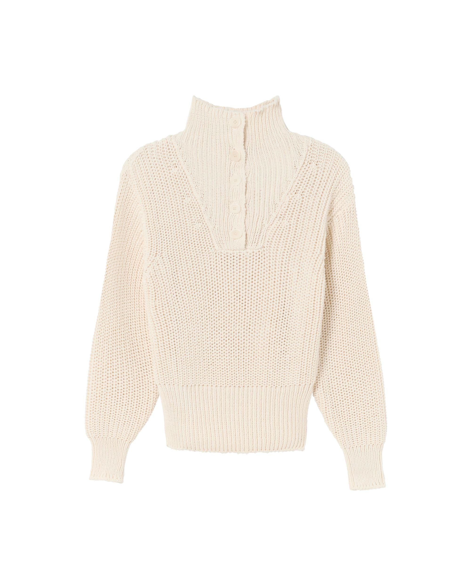 Lockerer Pullover mit hohem Kragen aus recycelten Materialien | Weiß "white susi knitted sweater", Thinking Mu, Foto 6