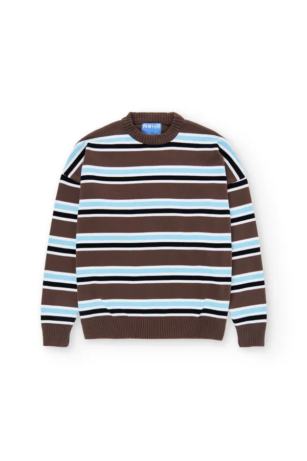 Pull en coton bio | rayé marron bleu "Jersey bright brown - bright-brown", NWHR