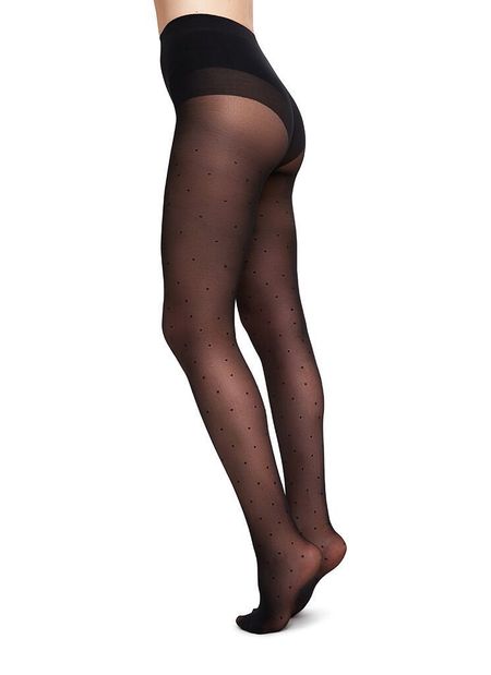Collants 40 deniers à pois en recyclé | noir "doris dot" - Swedish Stockings