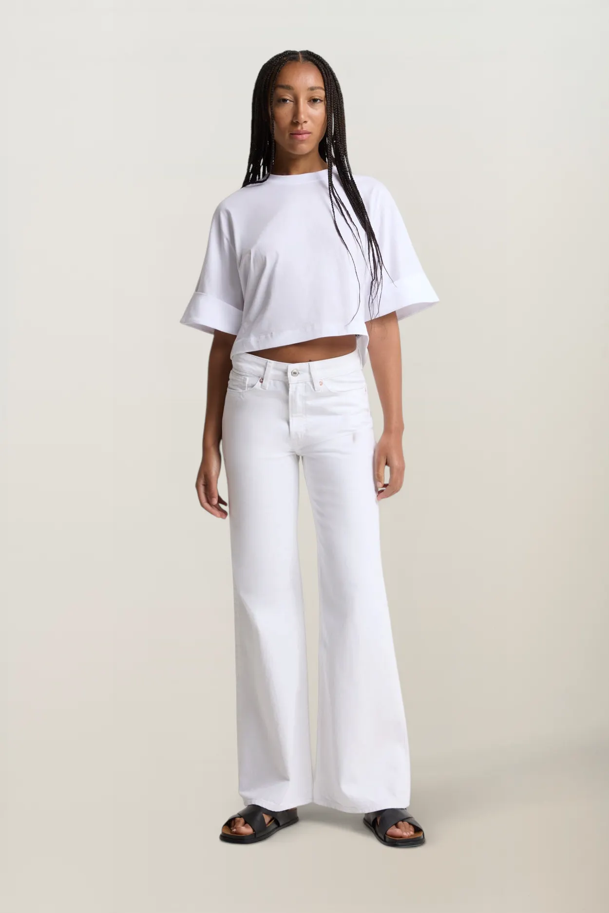 Jean flare en coton bio l blanc "Jane - diop optical white", Kings of Indigo, photo 5