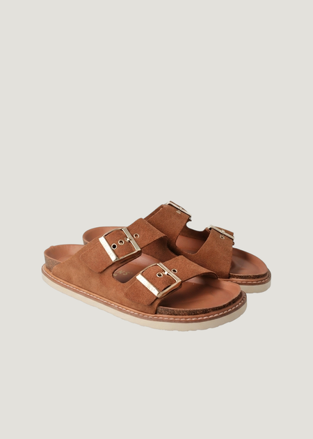 Sandales en cuir suède certifié | marron "hawaii velour mandorla" - Genuins