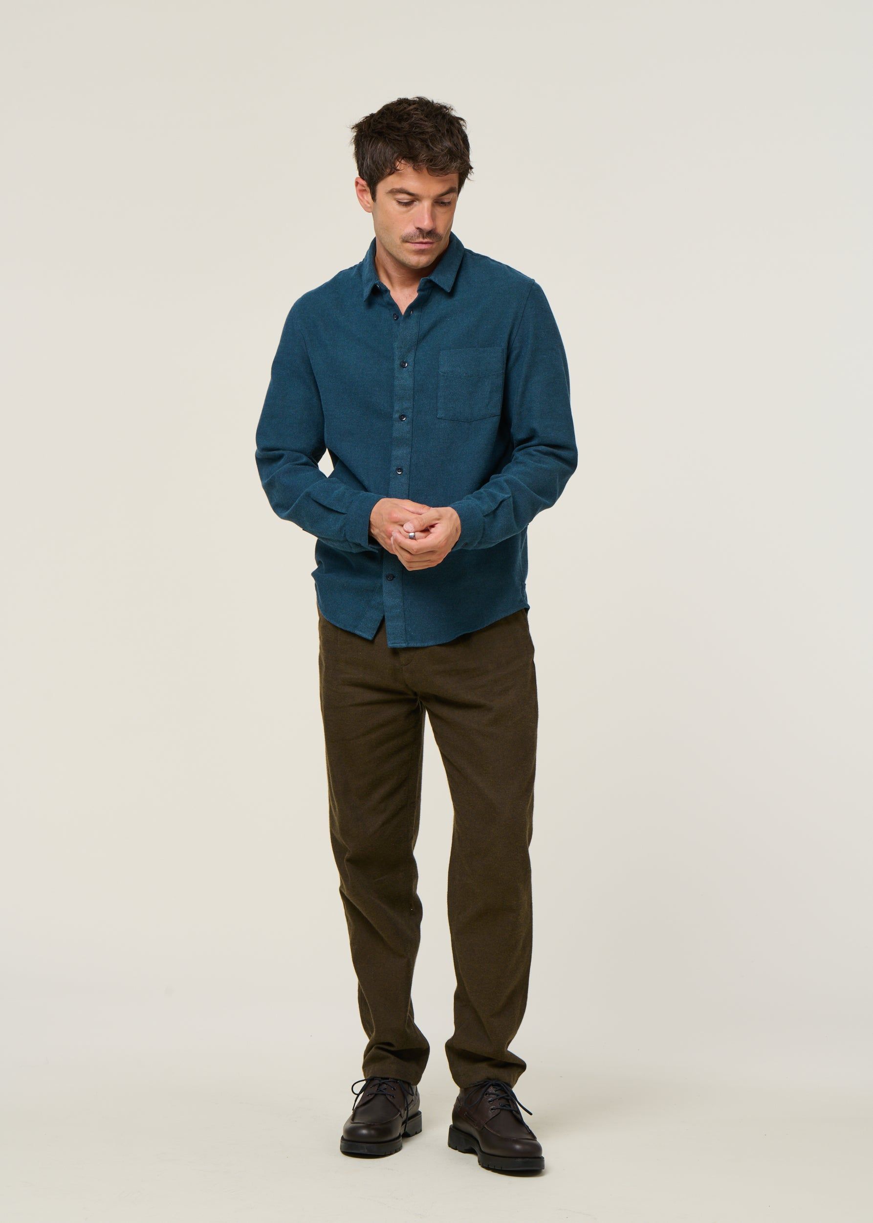 Chemise en coton bio | bleu "simon - eco flannel ocean blue", About Companions, photo 4