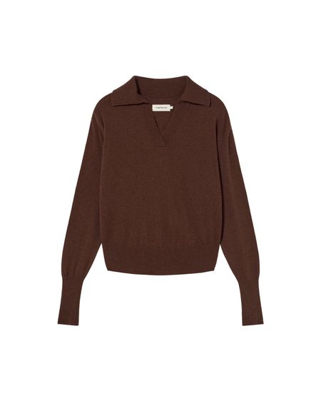 Pull col v en laine recyclée | marron "brown trash sheena knitted sweater"