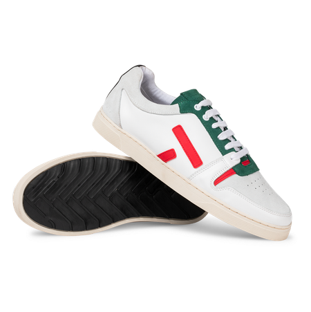 Baskets basses en cuir certifié | multicolore "san31 sansaho white nappa green red" - O.T.A