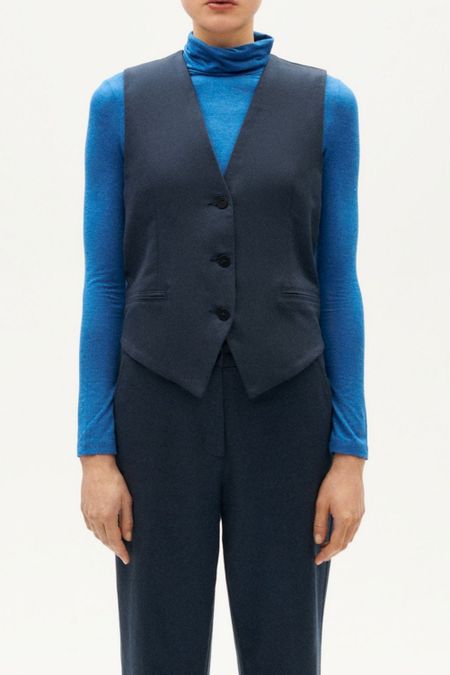 Gilet en coton bio et matière recyclée | marine "blueberry edith vest grey"