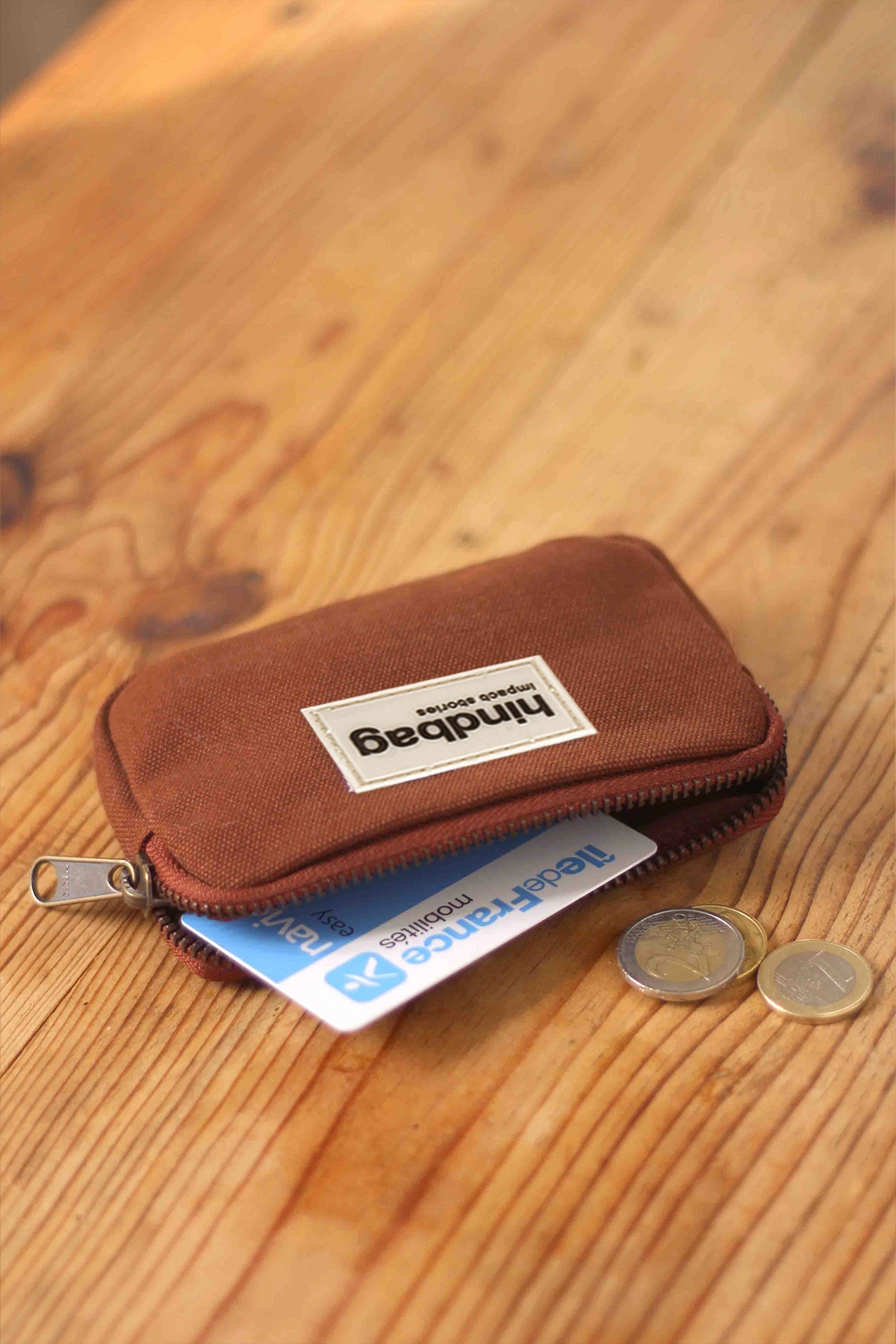 Porte-monnaie en coton bio | marron "lili chocolat", Hindbag, photo 2