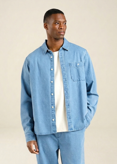 Chemise denim en coton bio | bleu clair "lunnevik denim light blue" - Dedicated