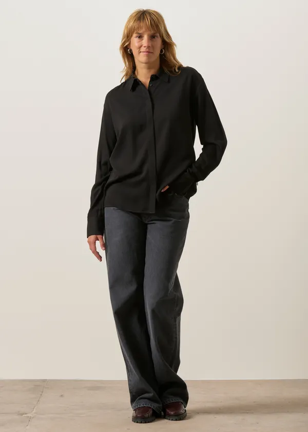 Blouse en viscose ecovero | noir "larisaana longsleeve - black", Armedangels