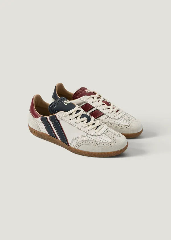 Baskets en cuir certifié | blanc rouge bleu "pulse white crocket", Caval