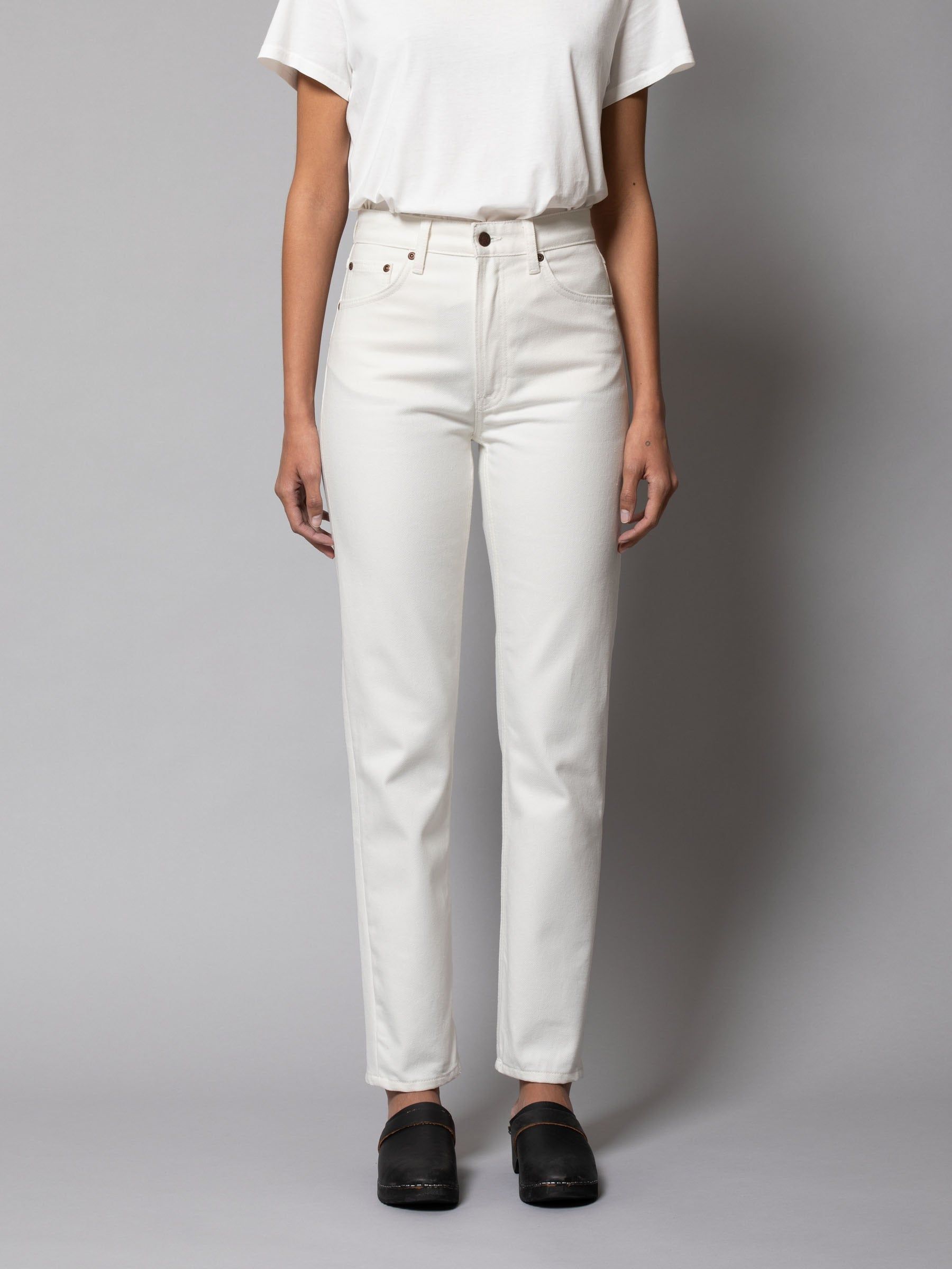 Jean mom blanc en coton recyclé - breezy britt recycled white, Nudie Jeans, photo 1