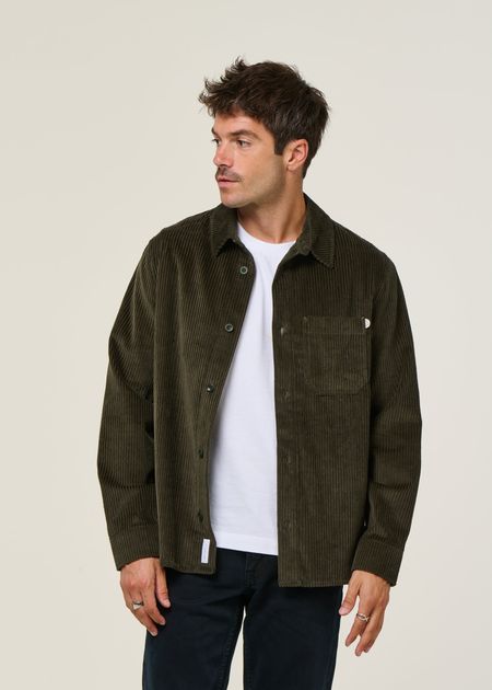 Surchemise velours en coton bio | vert "cord casual shirt organic cotton - dark green"