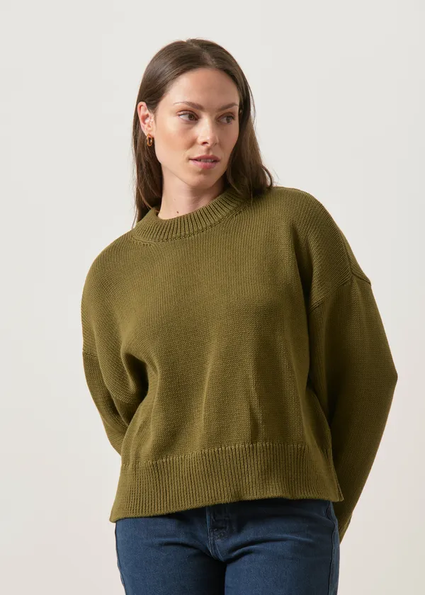 Pull en coton bio | kaki "Yagmur - woody olive ", Jan'n June