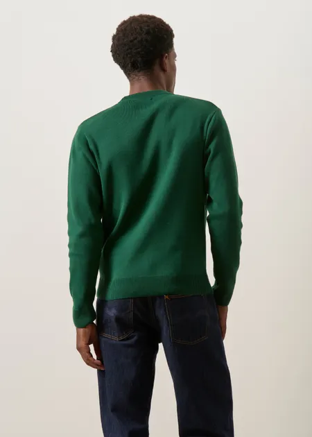 Pull interlock en coton bio |  vert forêt, WeDressFair, photo 4