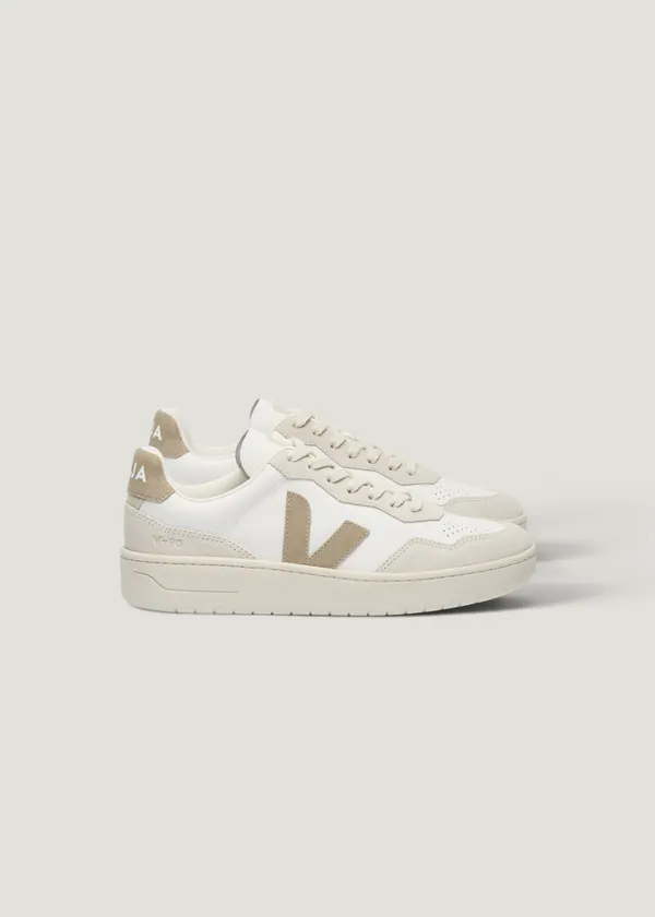Baskets en cuir | beige et blanc "v-90 - white_taupe", Veja