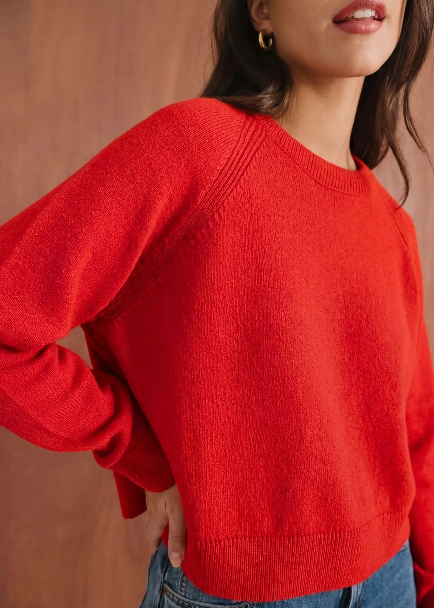 Pull boxy en laine mérinos recyclée | rouge, WeDressFair, photo 2