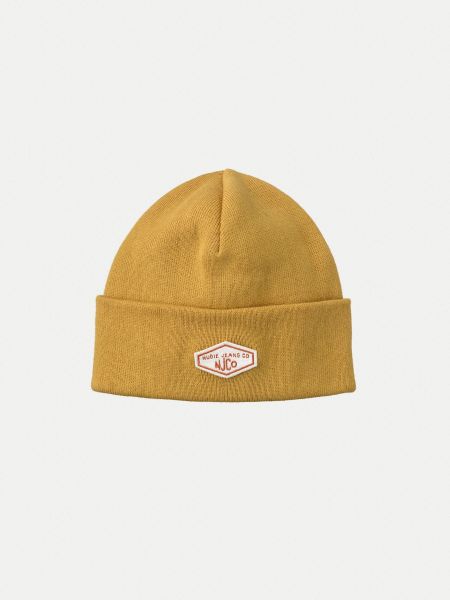 Bonnet jaune moutarde en coton bio - falksson beanie njco saffron