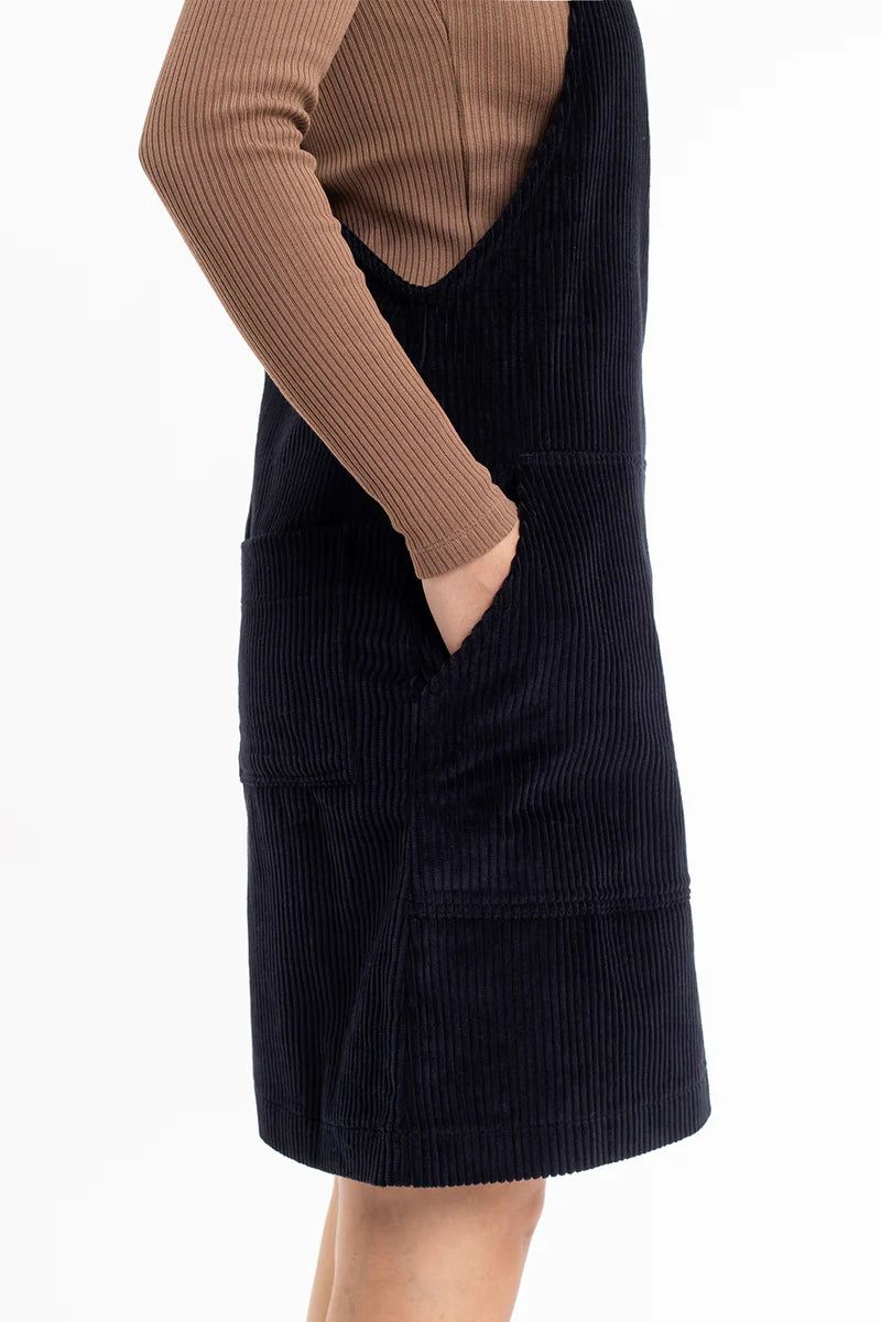 Robe salopette noire en coton bio - dungaree corduroy dress black, Rotholz, photo 2
