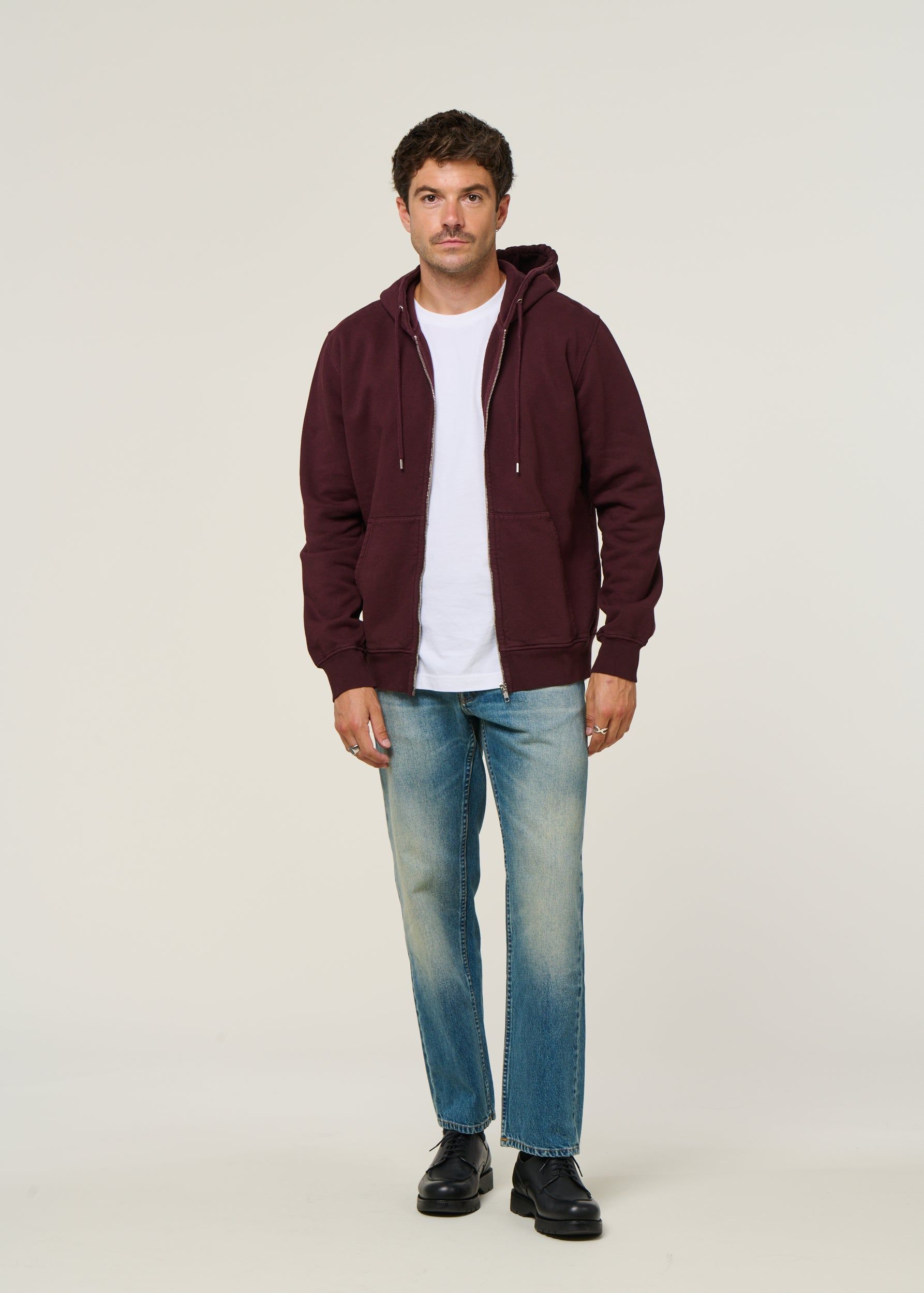 Sweat à capuche zippé en coton bio | bordeaux "oxblood red", Colorful Standard, photo 4