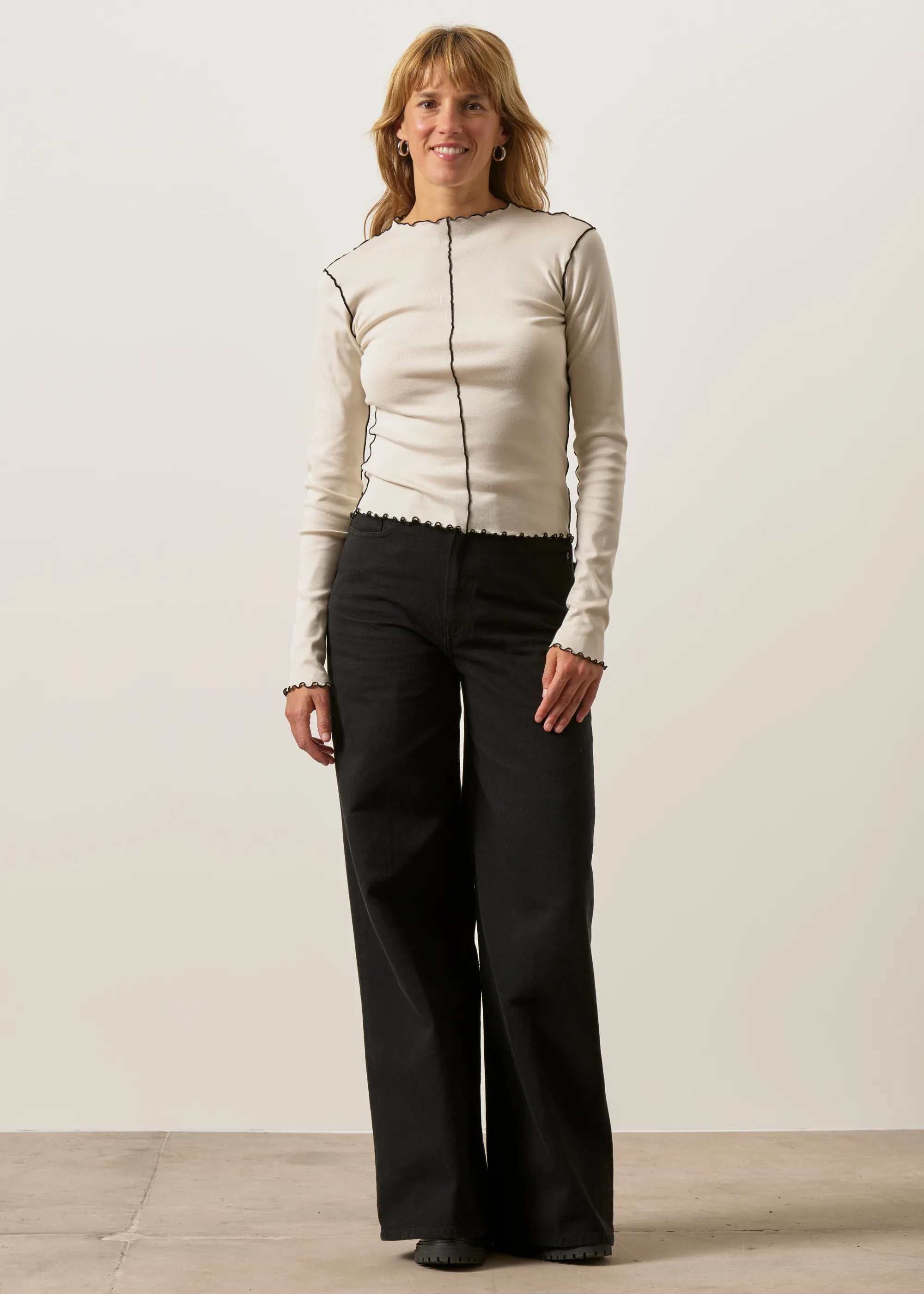Top manches longues en coton bio | écru "Pin-tucked long-sleeve - nature white", Rotholz, photo 3