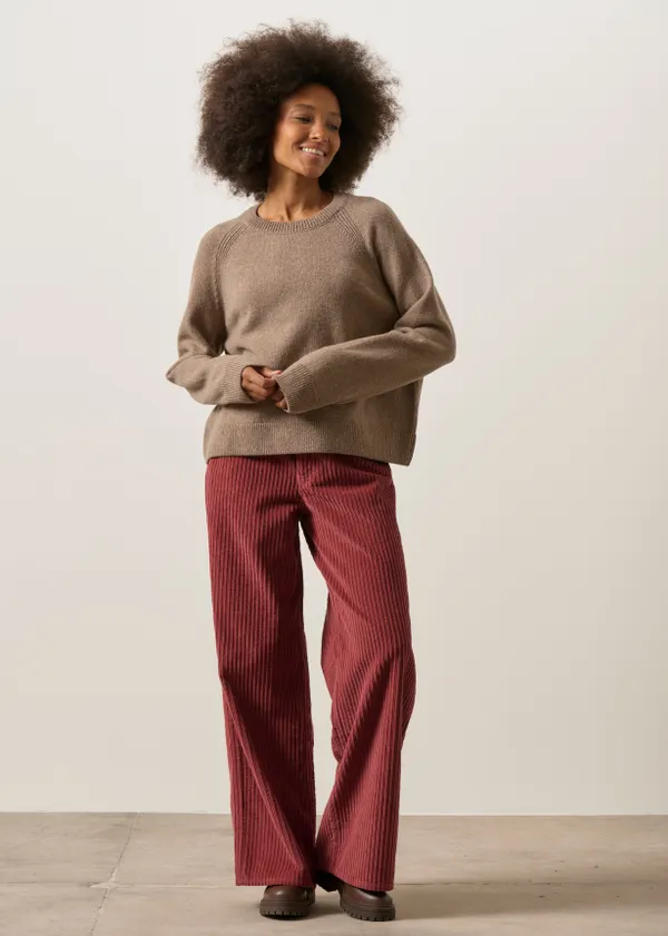 Pull oversize raglan en laine mérinos recyclée | taupe, WeDressFair