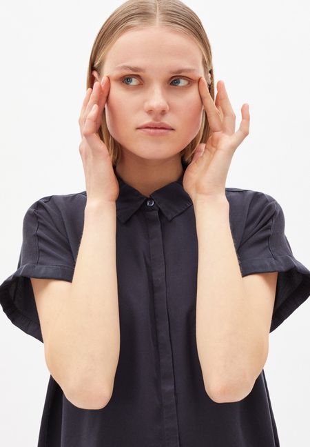 Chemise à manches courtes anthracite en coton bio en tencel - zonjaa