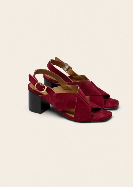 Sandales en cuir certifié | violet "Dea - suède pourpre" - Odaje ex M.Moustache