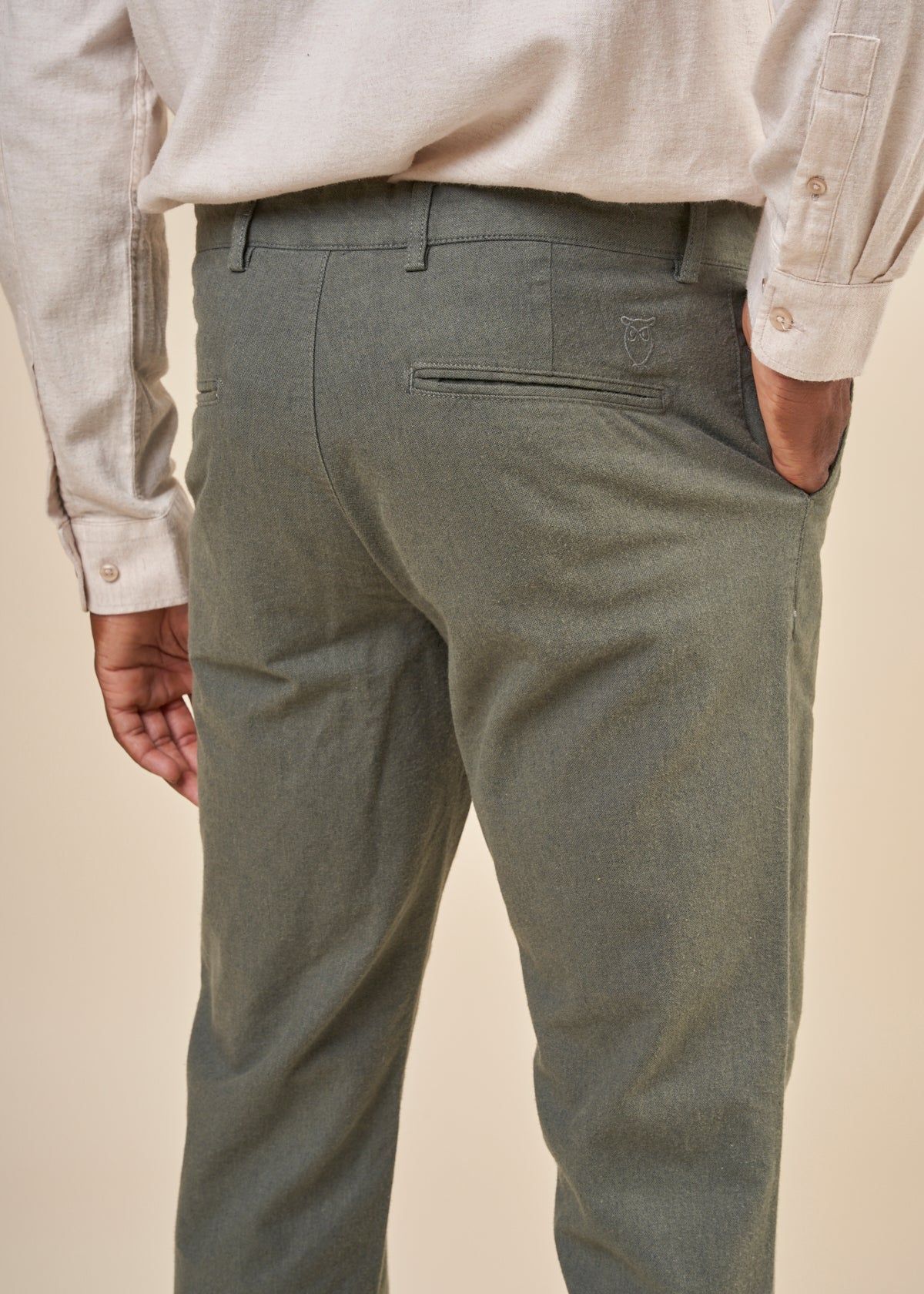 Chino en flanelle de coton bio | vert forêt "chuck flannel chino pants forrest night, Knowledge Cotton Apparel, photo 2
