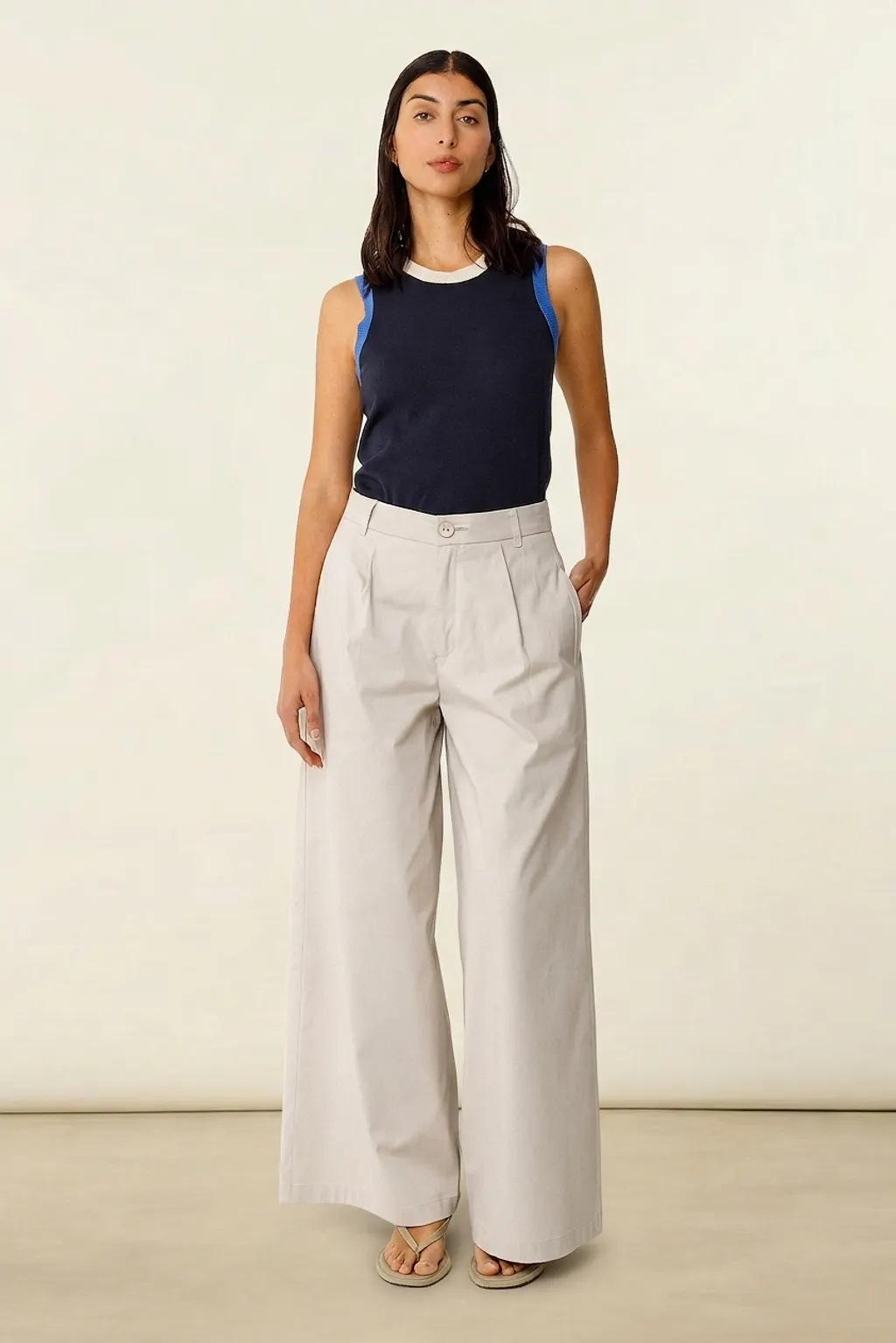 Pantalon large en coton bio | beige "ena", SKFK, photo 1