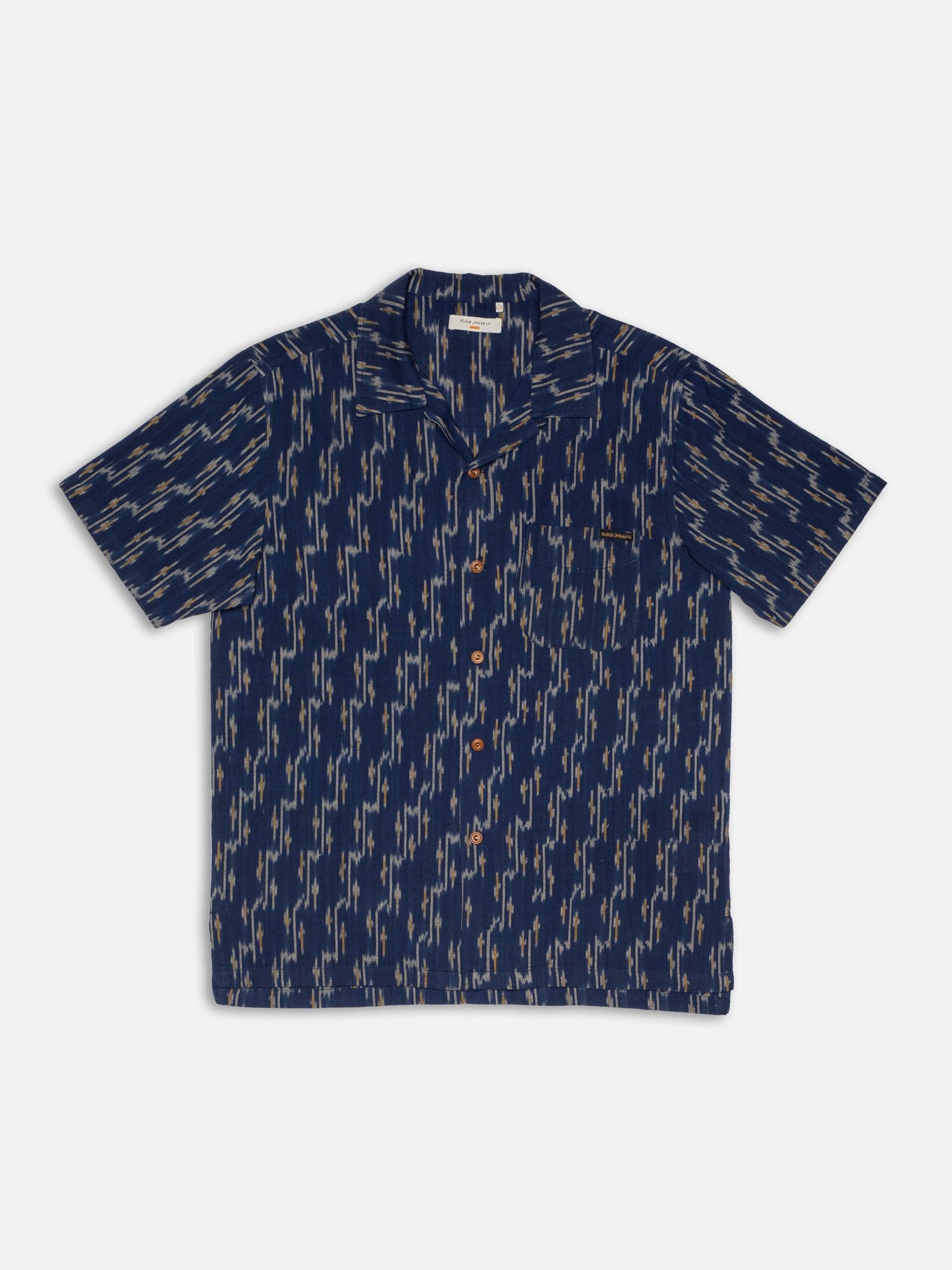 Hemd aus Bio-Baumwolle | Blau "arvid ikat shirt - blueberry", Nudie Jeans, Foto 2