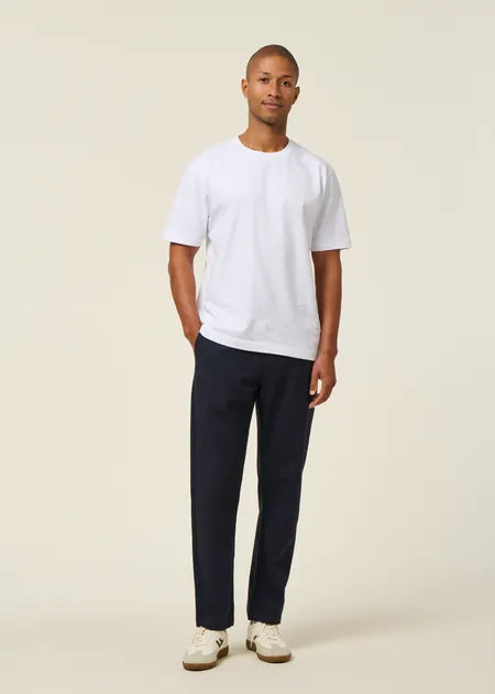 Pantalon droit léger coton bio | bleu "navy light travel pants - blue", Thinking Mu, photo 4