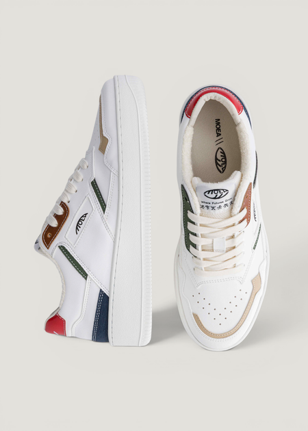Baskets vegan | blanc détails multicolores "origin - all in evergreen - mixed colors" - Moea