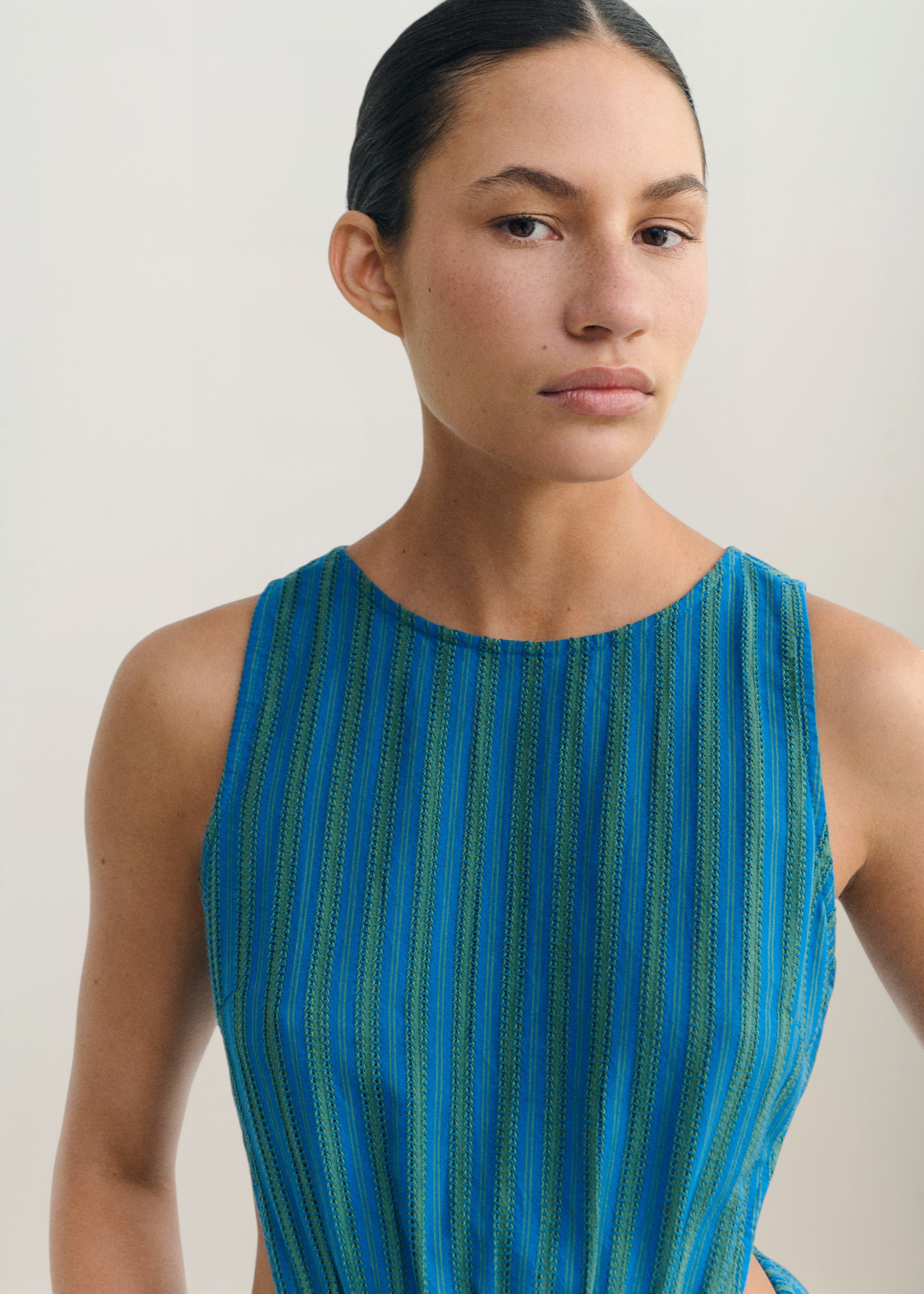 Kleid aus Bio-Baumwolle | Blaugrün gestreift "Windsor stripes kin dress", Thinking Mu, Foto 4