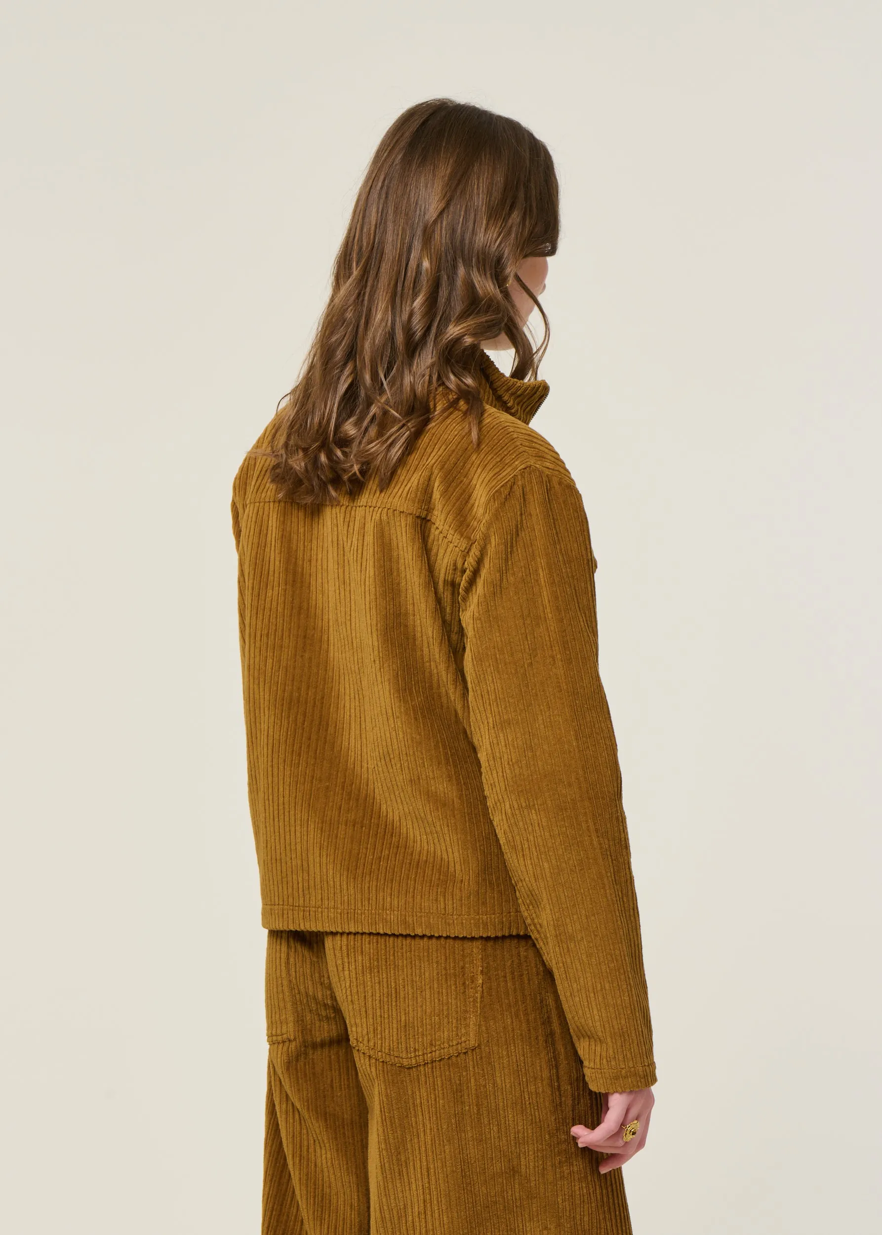 Veste velours en coton bio | camel "light oak corduroy celia jacket - brown", Thinking Mu, photo 3