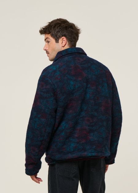 Jacke aus Wolle und Bio-Baumwolle | Mehrfarbig "button-down jacket wool-blend - dark watercolor", Rotholz, Foto 5