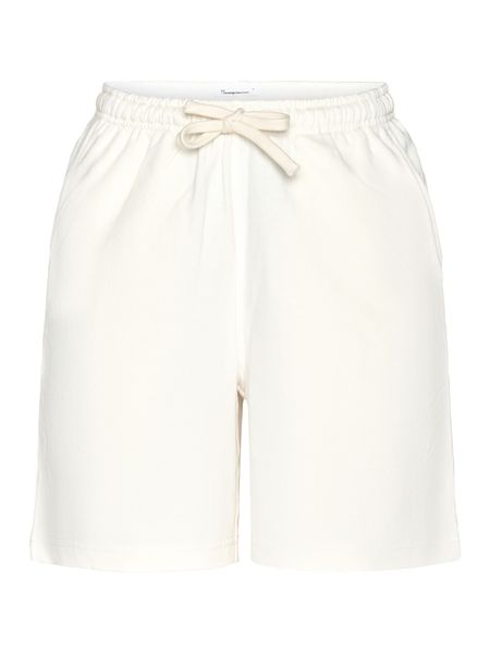 Short en coton bio | blanc à motif brodé "loose fit sweat shorts egret", Knowledge Cotton Apparel, photo 4