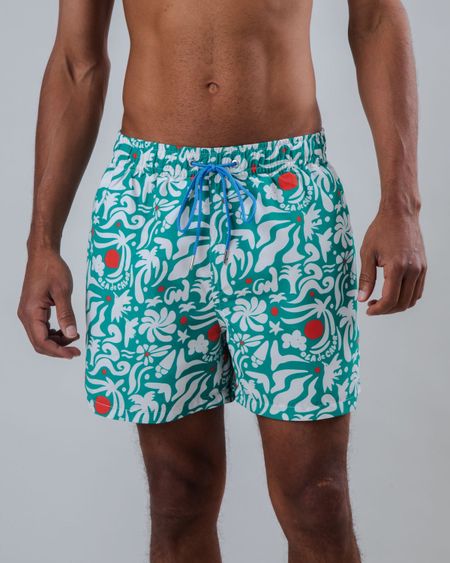 Short de bain en matière recyclée | vert "ola de calor swimwear green" - Brava Fabrics