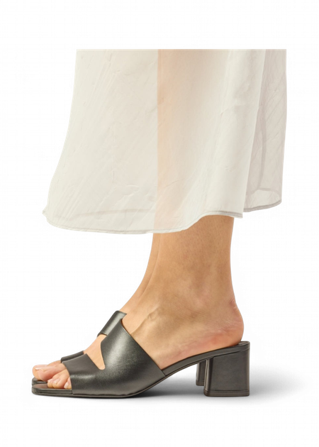 Mules à talon en cuir certifié | noir "mules fika - cuir noir"