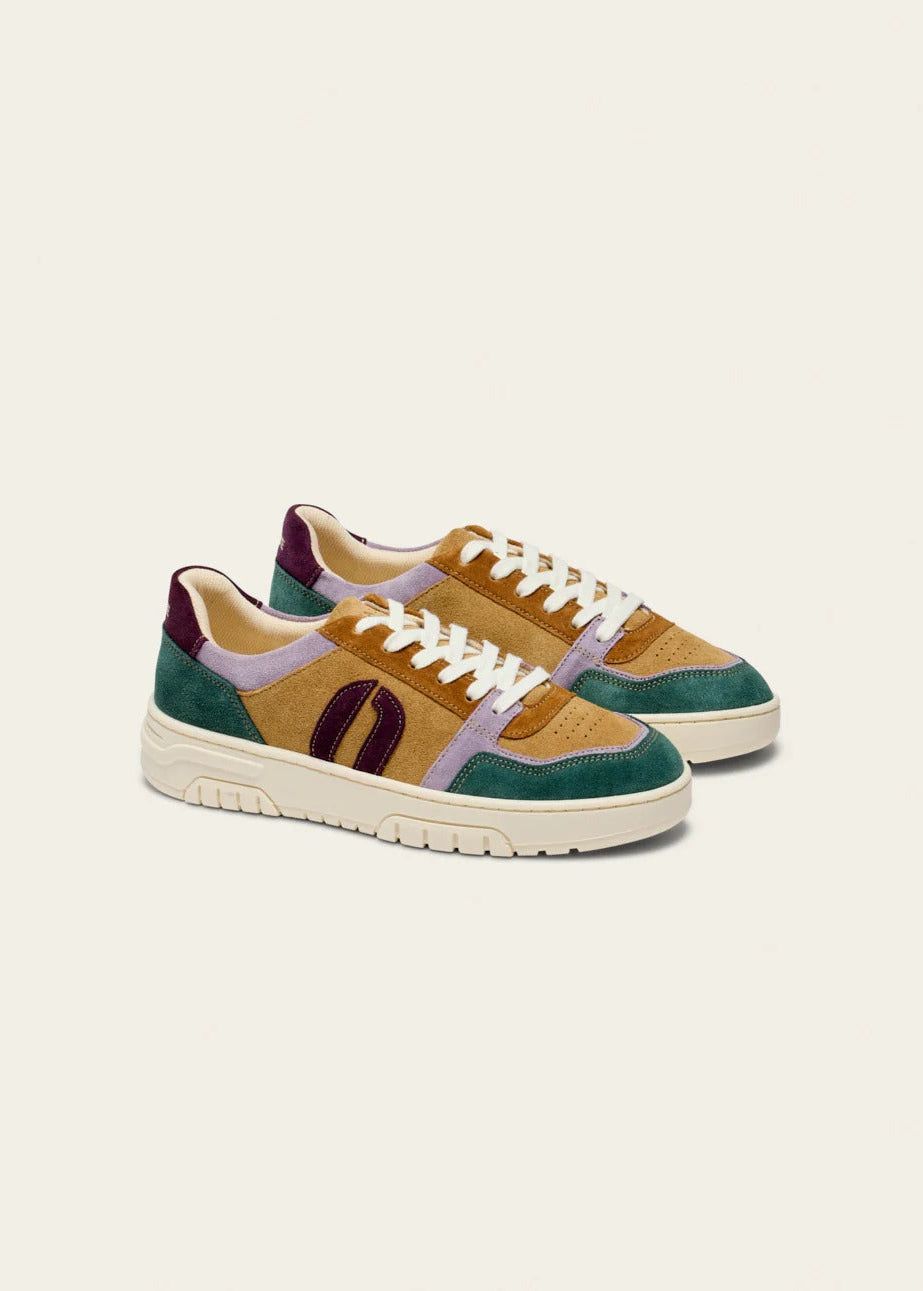 Baskets basse en cuir certifié lwg | multicolore "baskets basses nora - vert-lilas-beige", Odaje ex M.Moustache, photo 1