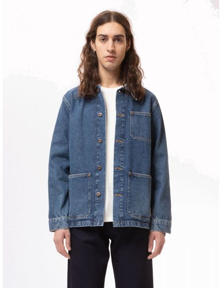 Veste en jean en coton bio et recyclé | bleu "barney 90s blue denim"