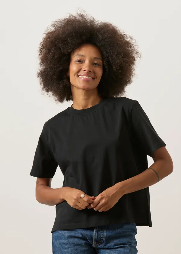 T-shirt boxy en coton bio | noir, WeDressFair