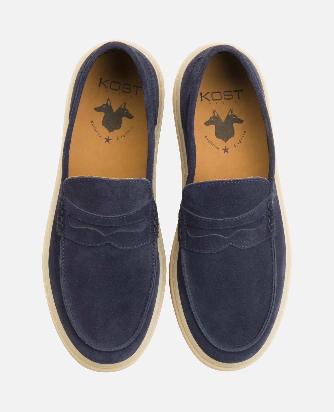 Mocassins en croûte de velours certifiée | marine "debonair marine", KOST Paris, photo 3