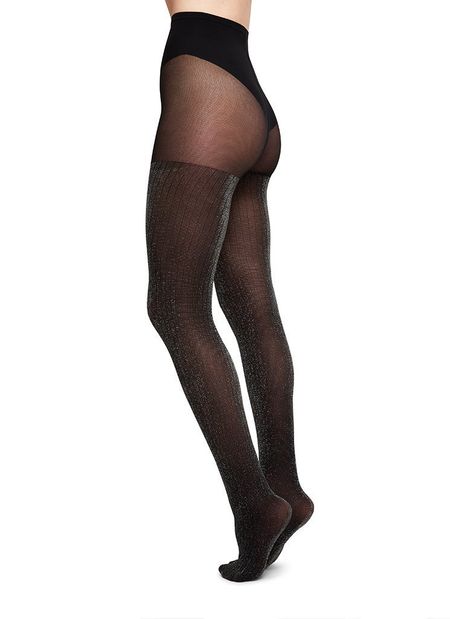 Collants à paillettes argentées 40 deniers noirs recyclés - lisa