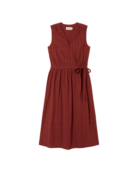 Robe portefeuille en coton bio | orange "orangered cuadrito amapola dress"
