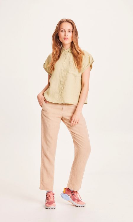Pantalon beige ample en lin bio - senna loose pants safari
