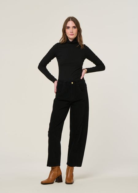 Pantalon ballon velours en coton bio | noir "narkue" - SKFK