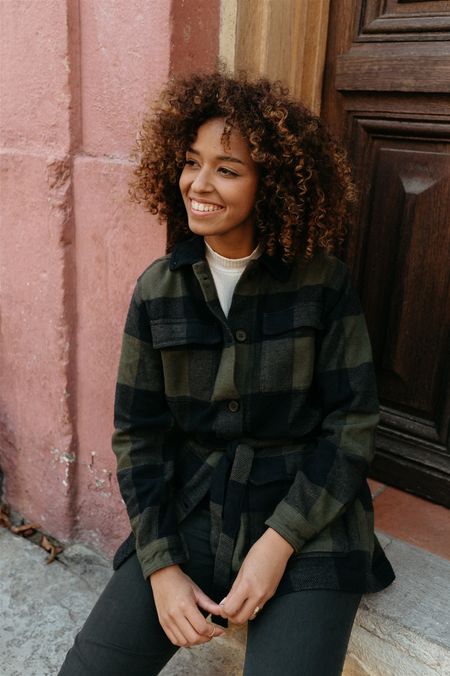 Surchemise à carreaux bicolore flanelle de coton bio - lillian