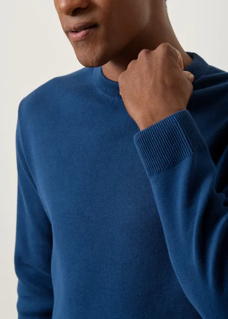 Pull interlock en coton bio |  marine, WeDressFair, photo 2