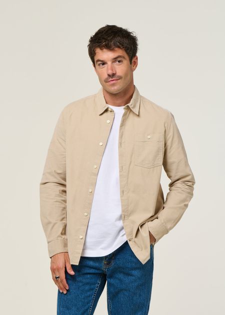 Chemise velours côtelé en coton bio | beige "corduroy shirt light feather gray"
